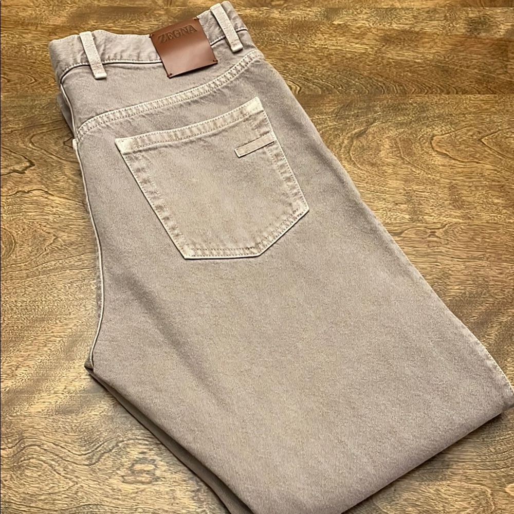 Zegna garment-dyed beige Men's Jeans